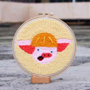 動物系俄羅斯刺繡戳戳毛線畫 - 連豬 PN003-002