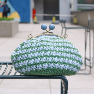 圖案花樣口金編織鉤織包 - 綠系千鳥 FB006-006
