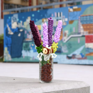 田園薰衣草鉤織永生花玻璃瓶