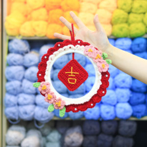 桃花滿滿花環揮春