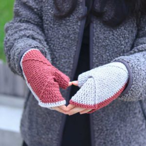 DMC Woolly拼色浮紋手套 CC002-026