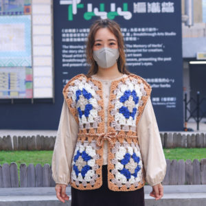 五色祖母格織片綁帶背心 CC002-046