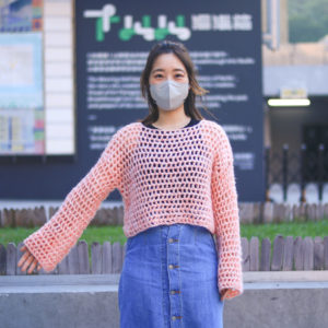 簡約長袖網格上衣 CC002-036